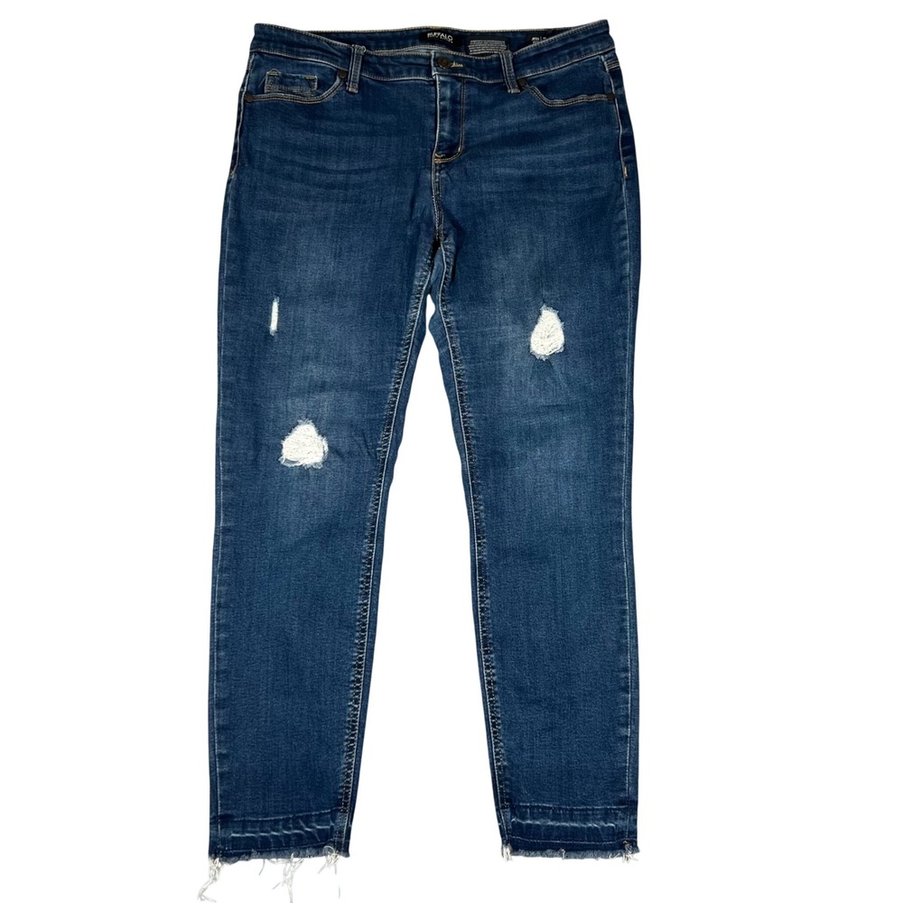 Buffalo David Bitton Jess Mid Rise Skinny Jeans Distressed Rip Repair Blue 10/30